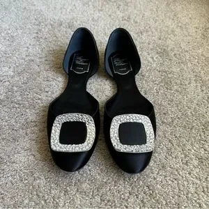 Ballerine Roger Vivier Chips Daim D'Orsay - Taille 38.5, Noire - Neuve Dans Sa Boîte Originale